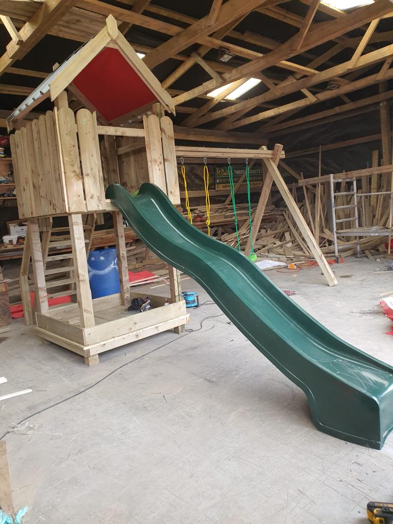 Wooden play centre with slide sale